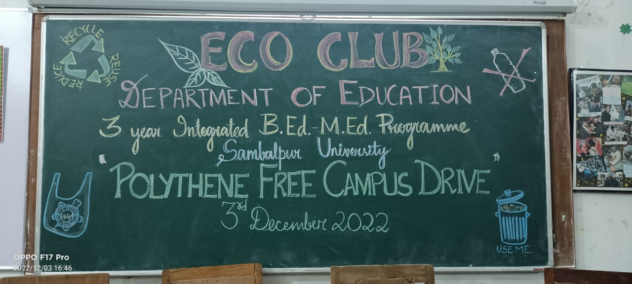 One Day Polythene Free Campus Free Drive, organised by Dept. Of Education, ODISHA